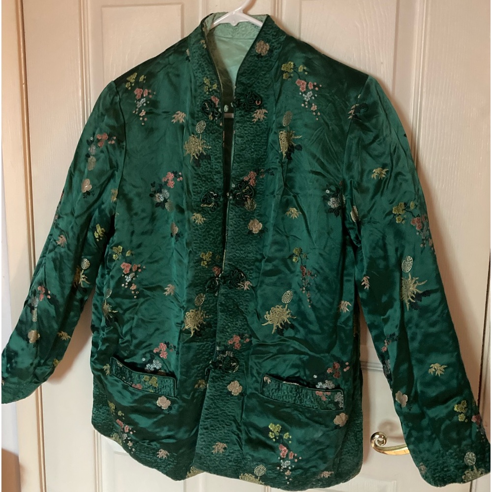 Peony Reversible green Chinese Jacket